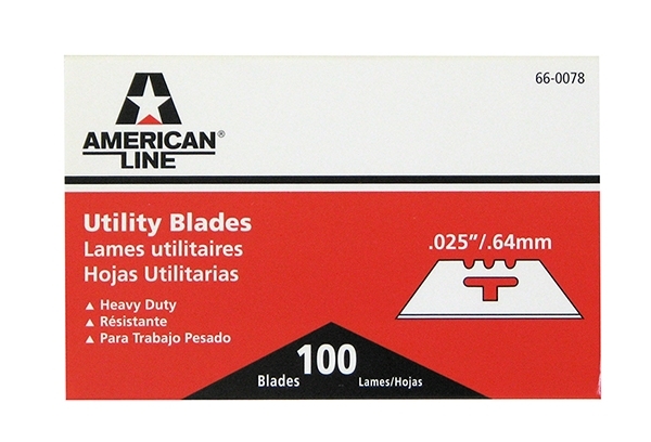 66-0078 3 Notch Utility Blade with T-Hole Center - 100 Blades