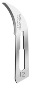 Picture of Swann-Morton No. 12 Sterile Stainless Steel Surgical Blade - 100 Blades per Carton